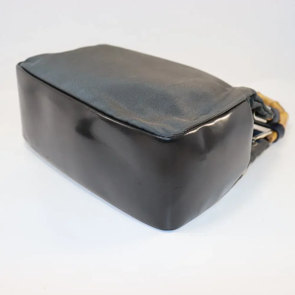Gucci Black Nylon Bamboo Handle‎ Tote Italy w/ Handle Shapers Included - Picture 4 of 8